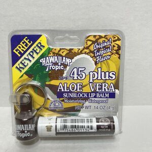 Hawaiian Tropic Lip Balm Keyper Keychain Tropical Flavor Vintage Collectible